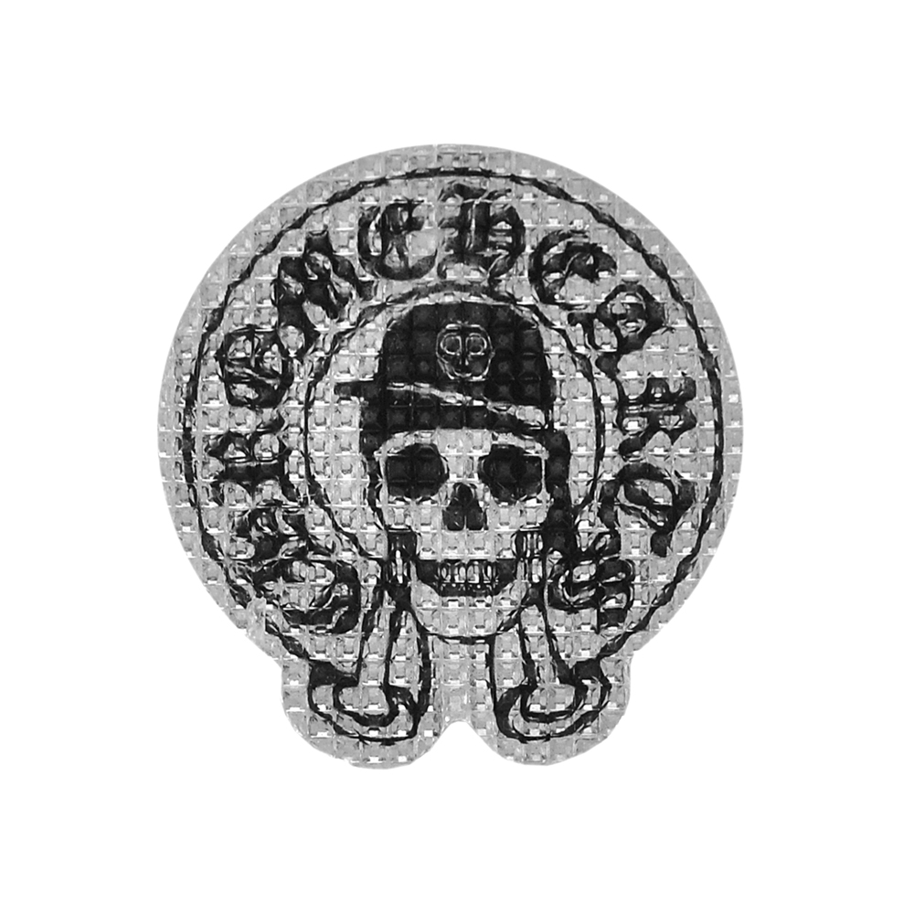 Аппликация клеевая резиновая D124 Череп 50*54мм белый, черный рисунок, шт. Аппликации клеевые Резина, Силикон