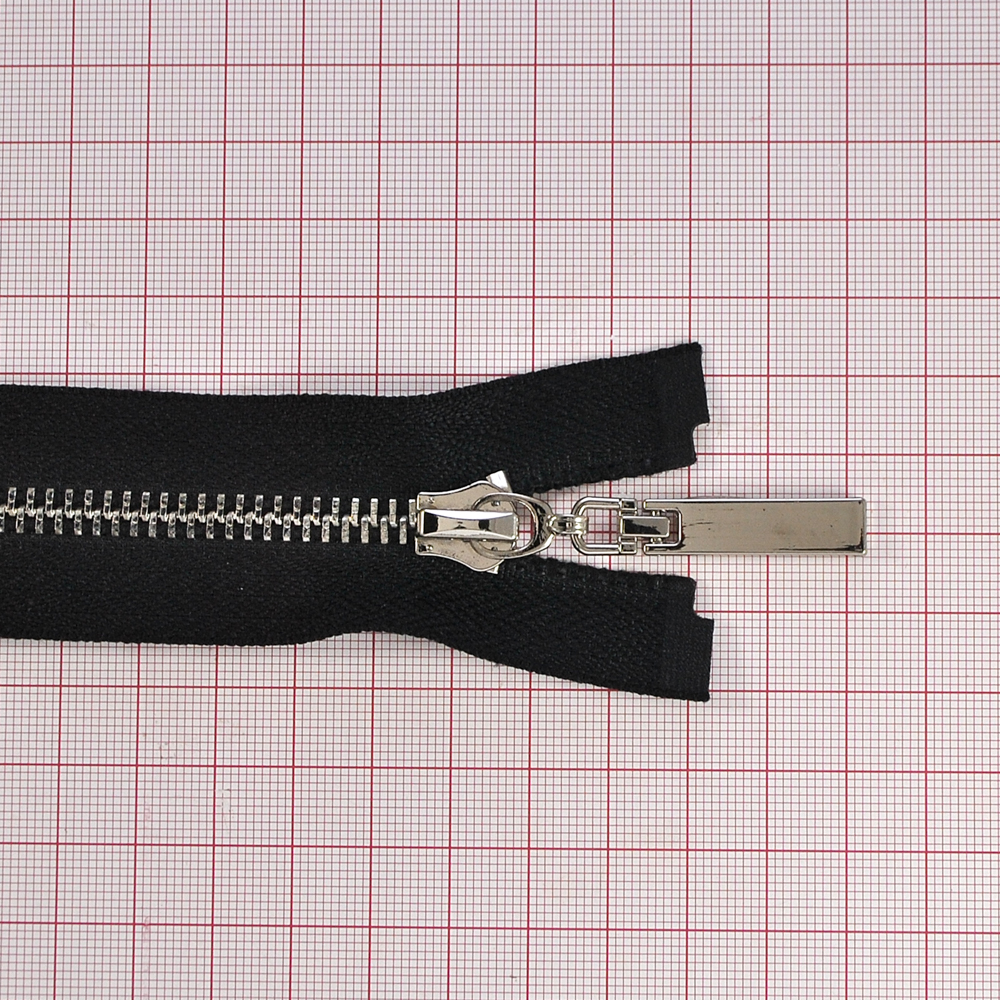 Змейка металлическая  №5 85см О/Е NIKEL, черная ткань, двусторонняя, шт. Змейка Металл