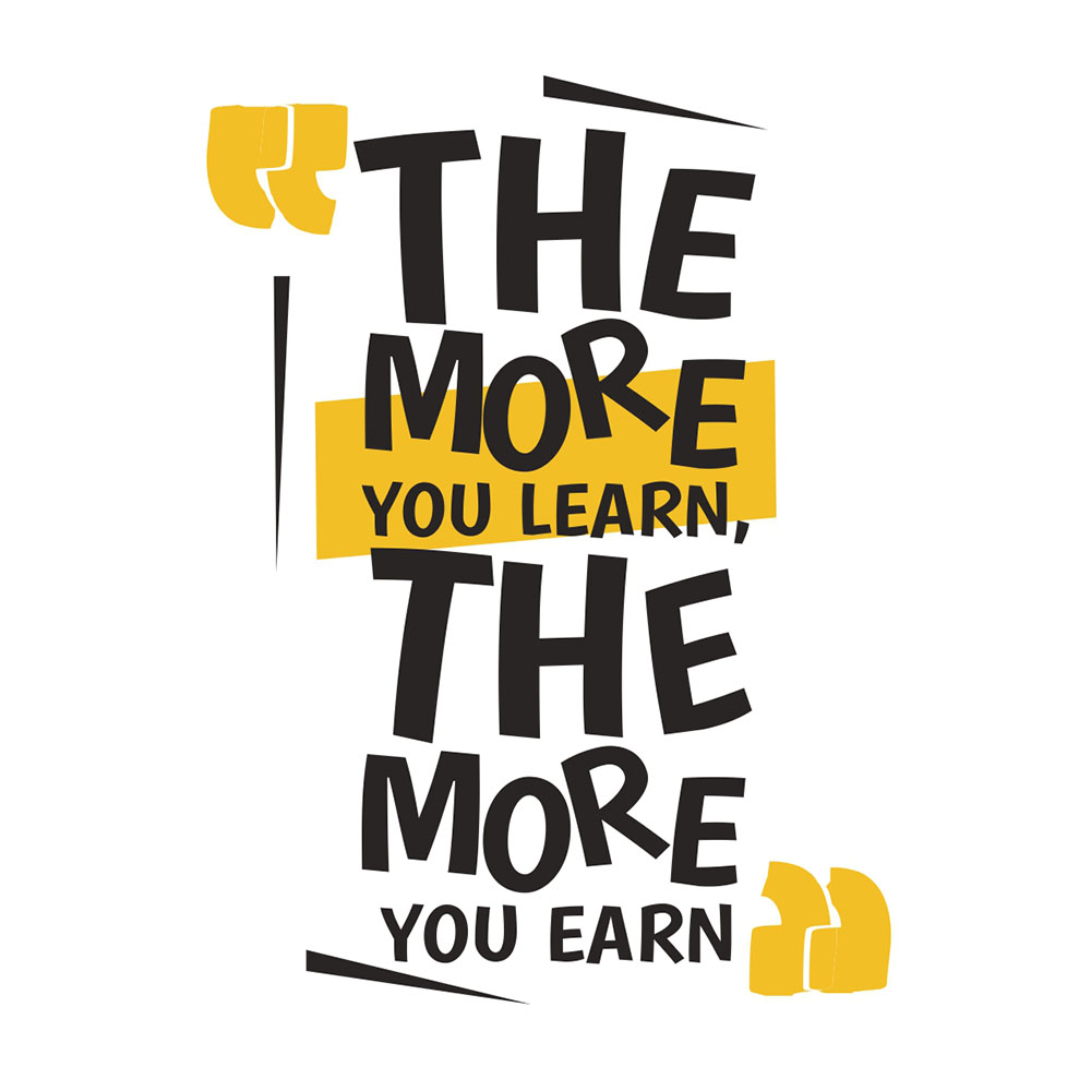 Термоаппликация №13-13 The more you learn… (текст) черно-желтая, 70*95мм, шт. Термопереводки Надписи