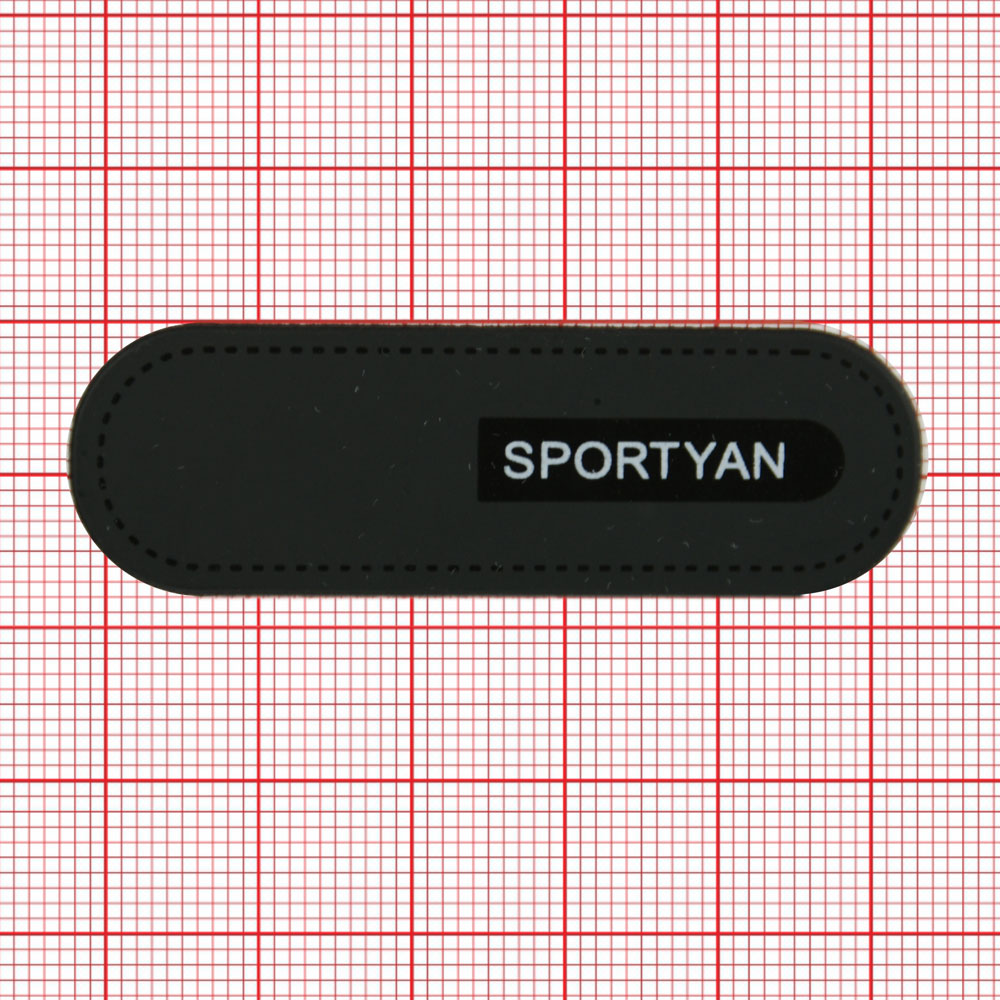 Лейба резиновая SPORTYAN 55*17мм черная, белые буквы, шт. Лейба Резина