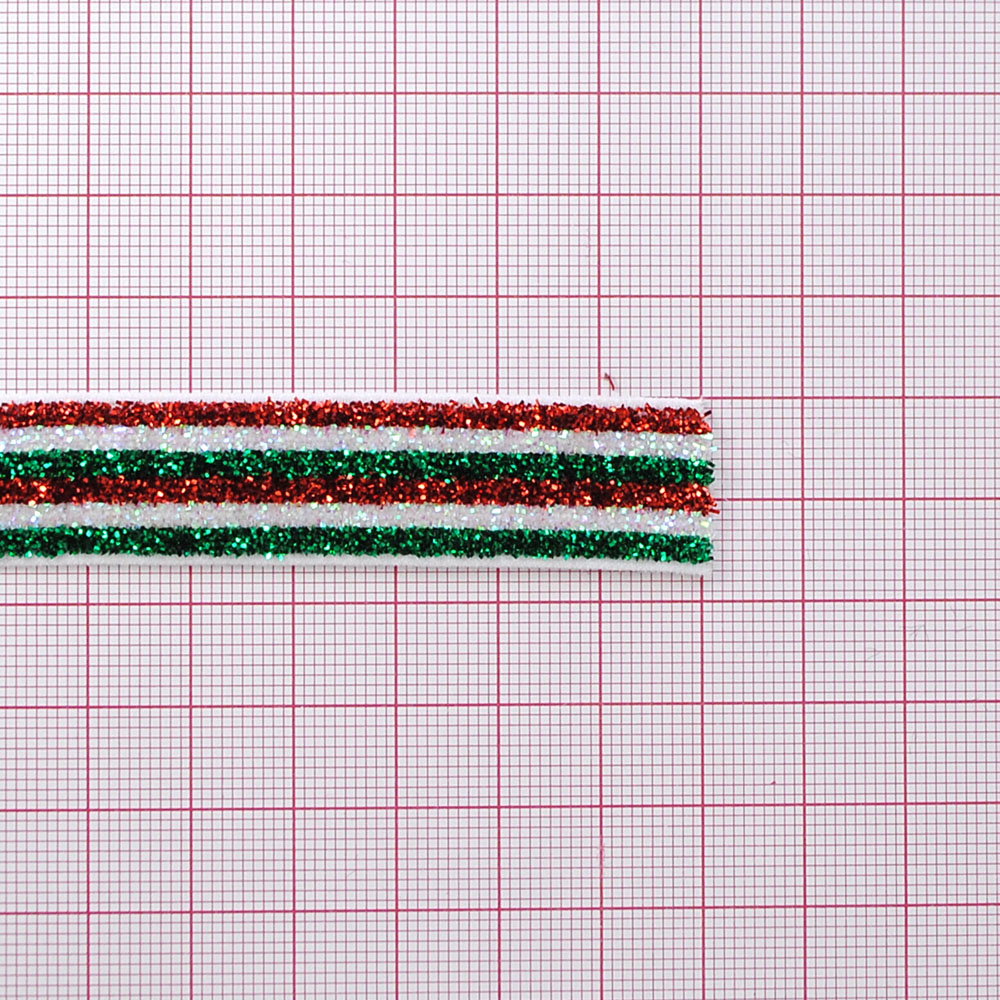 Резинка люрекс 1,7см, красный, зеленый, белый, 50ярд. Резинка