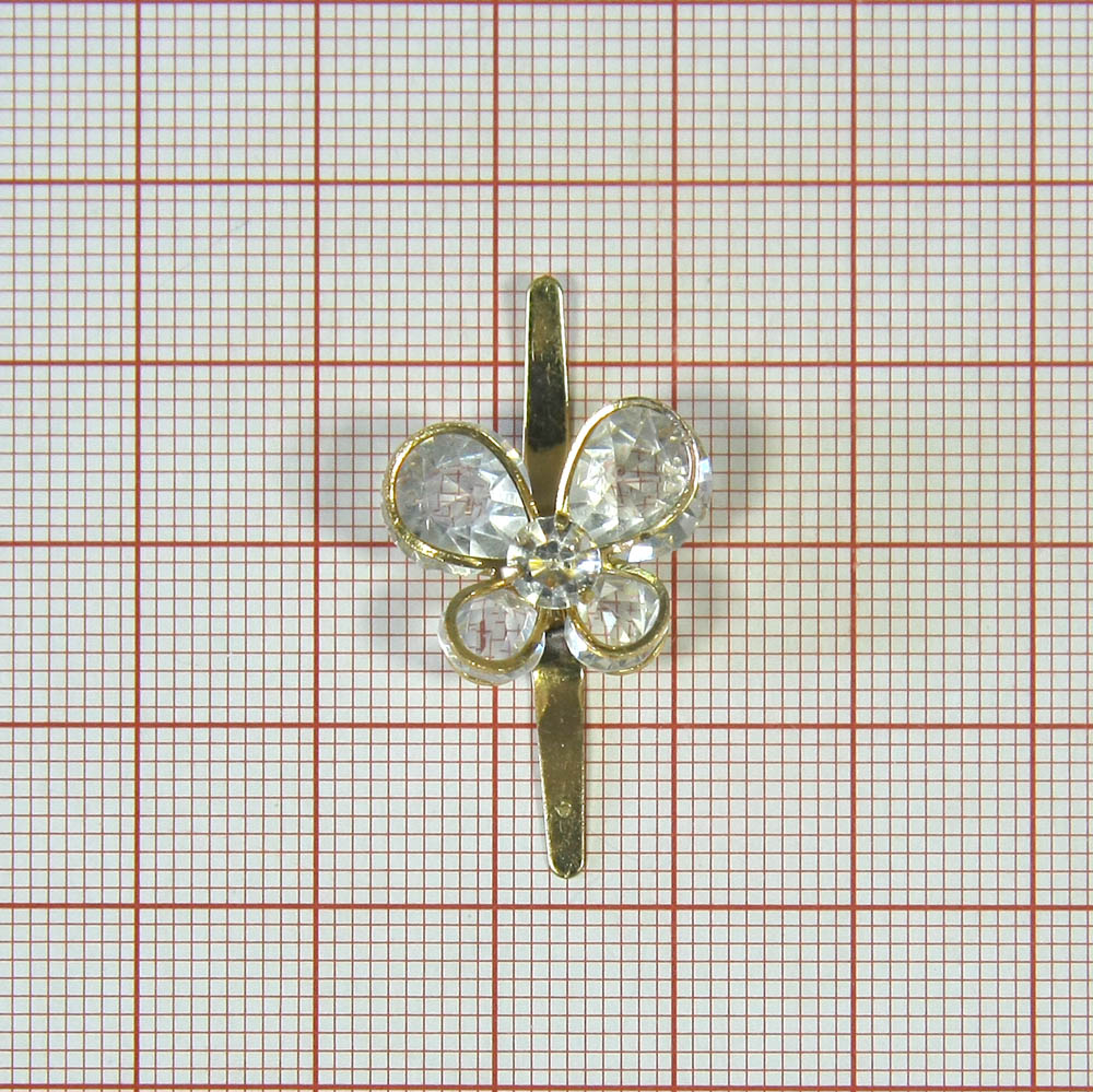 Краб металл Бабочка 18*15мм GOLD, камни кристаллы 8, 6, 4,5мм. Крабы Металл Геометрия Декор