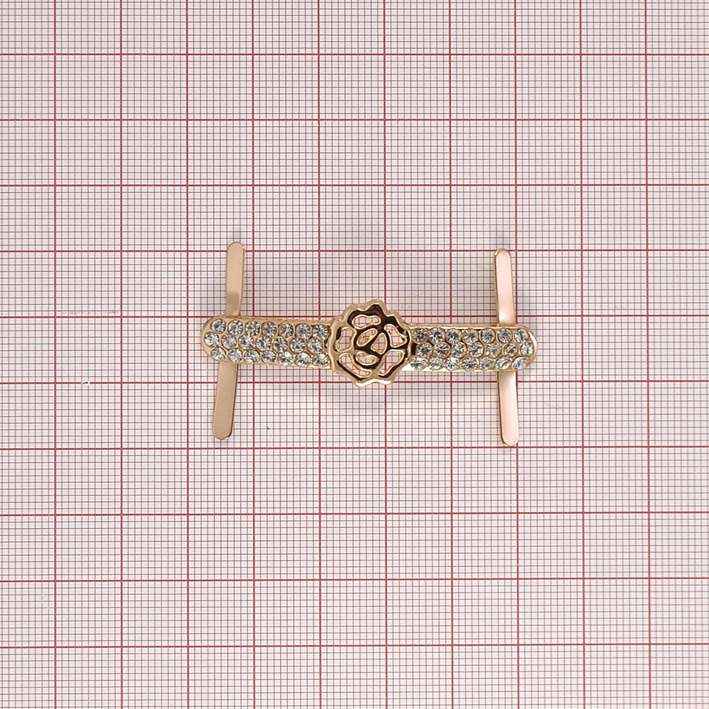 Краб металл Роза мостик 50*14мм GOLD, белые камни, шт. Крабы Металл Геометрия Декор