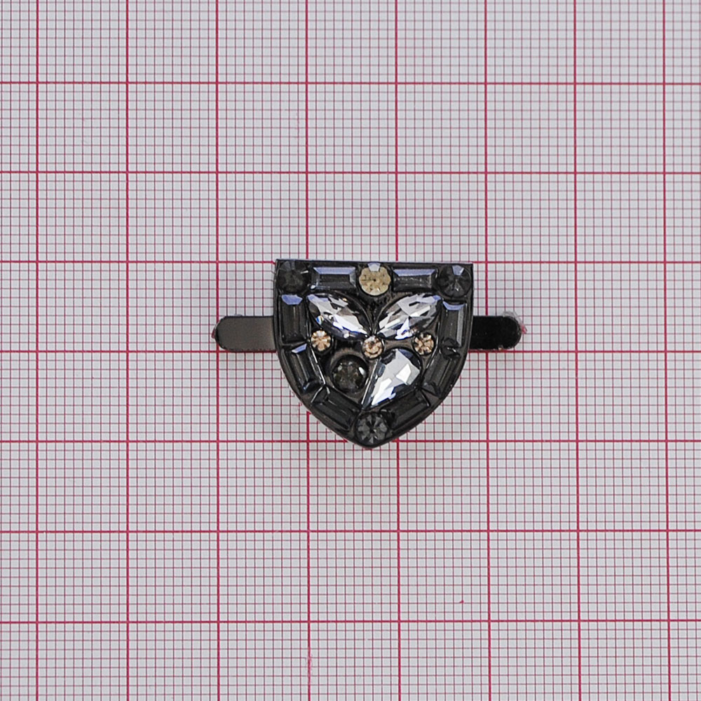 Краб камни и металл Щит, 2*2,1см, никель блек, черный, шт. Крабы Металл Геометрия Декор