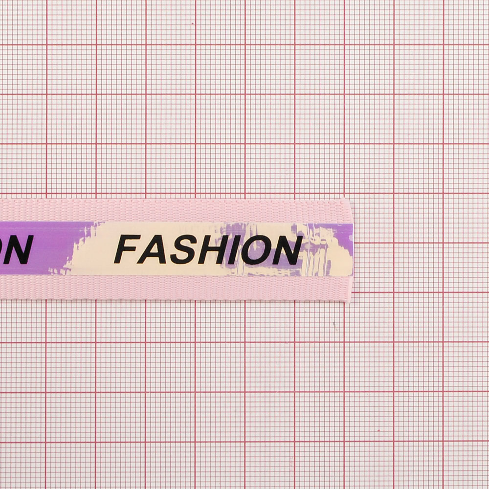 Тесьма тканевая голографическая Fashoin, 2см, розовый, черный, ярд. Тесьма