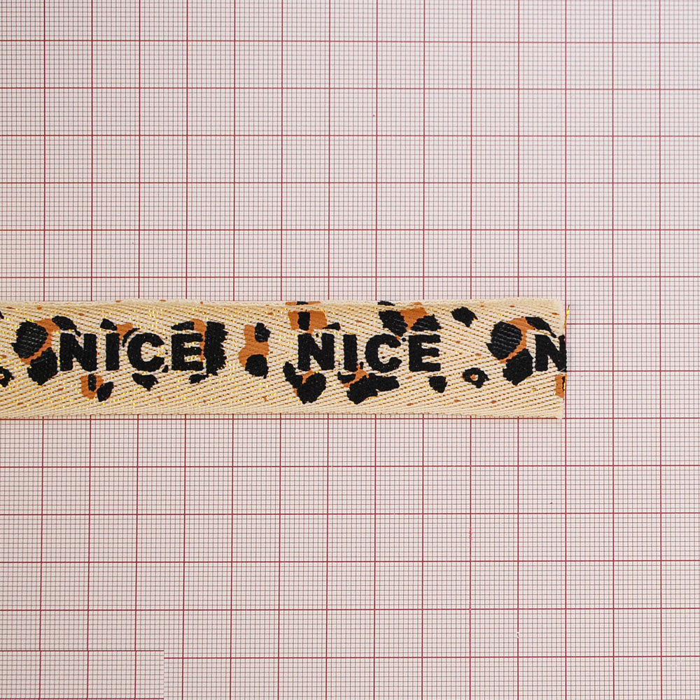 Тесьма киперная NICE 2,5см, черный, бежевый, коричневый, золотой люрекс, 48ярд. Тесьма