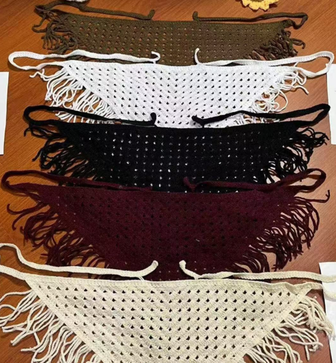 Платок вязаный, кремовый, шт. Украшения