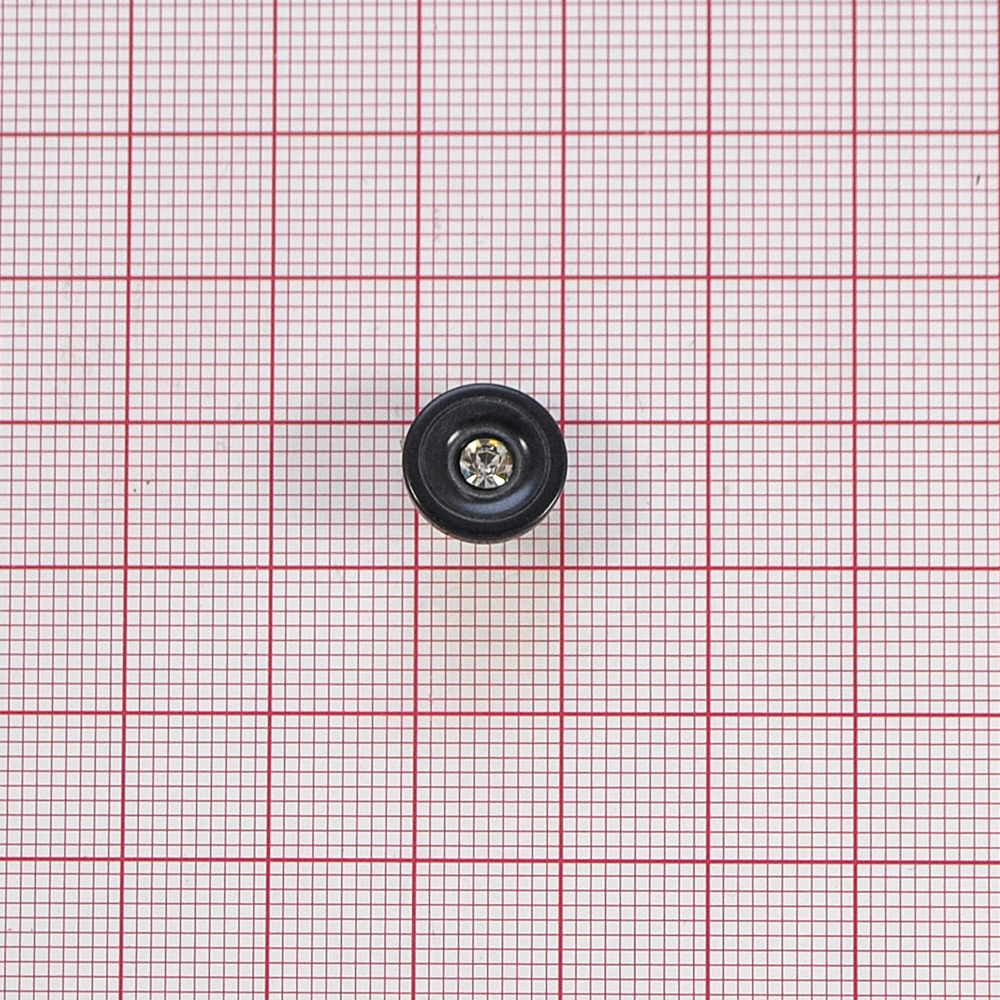 Пуговица ZM-03 Чашка Центр 11мм черная, белый камень 3,8мм. Пуговица Декор