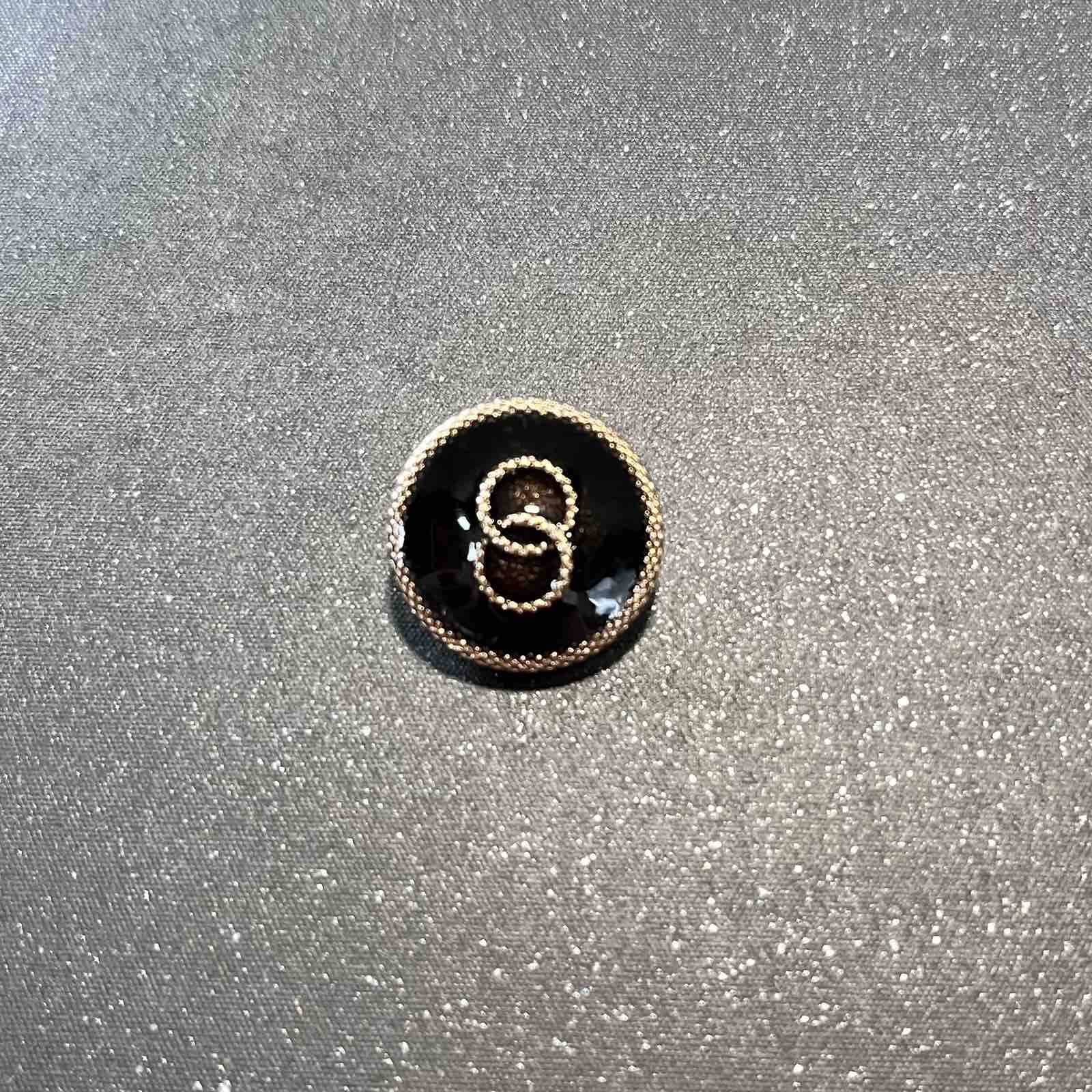 Пуговица металл круглая Кольца 18мм, зол., эмаль черн., шт.. Пуговица Металл