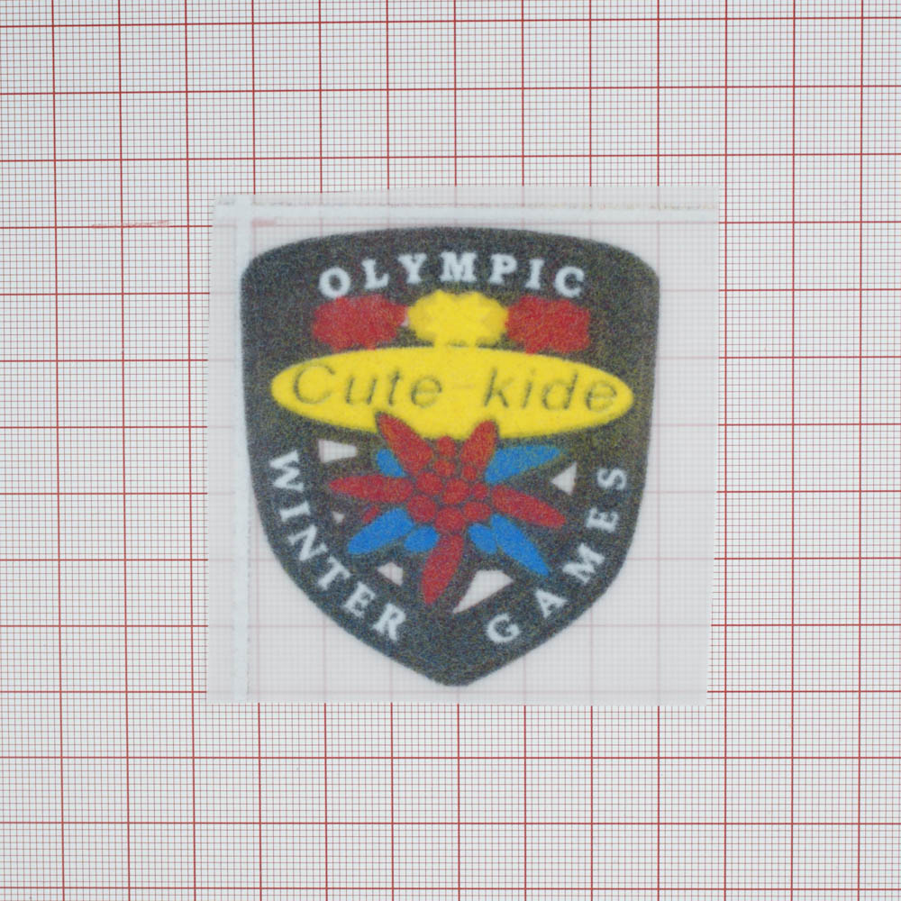 Термоаппликация флок OLYMPIC WINTER GAMES, 70*65мм, фигурная, черный, красный, синий, желтый, белый, шт. Термопереводки Флок