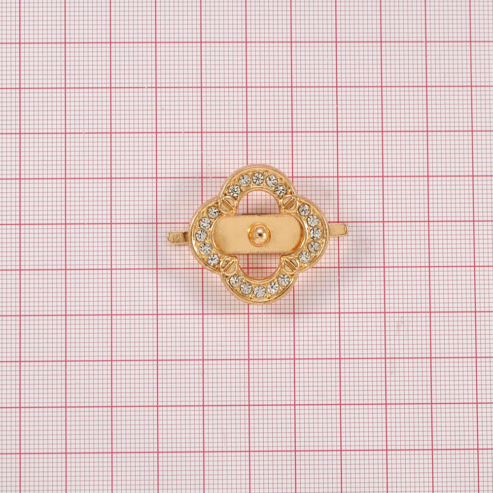 Краб металл 43871 Цветочек 31*31мм GOLD, белые камни. Крабы Металл Геометрия Декор