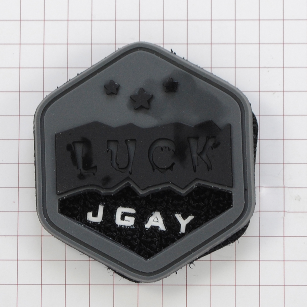 Лейба рез., LUCK JGAY, на липучке, черный, серый, 4,5*5см, шт.. Лейба Резина