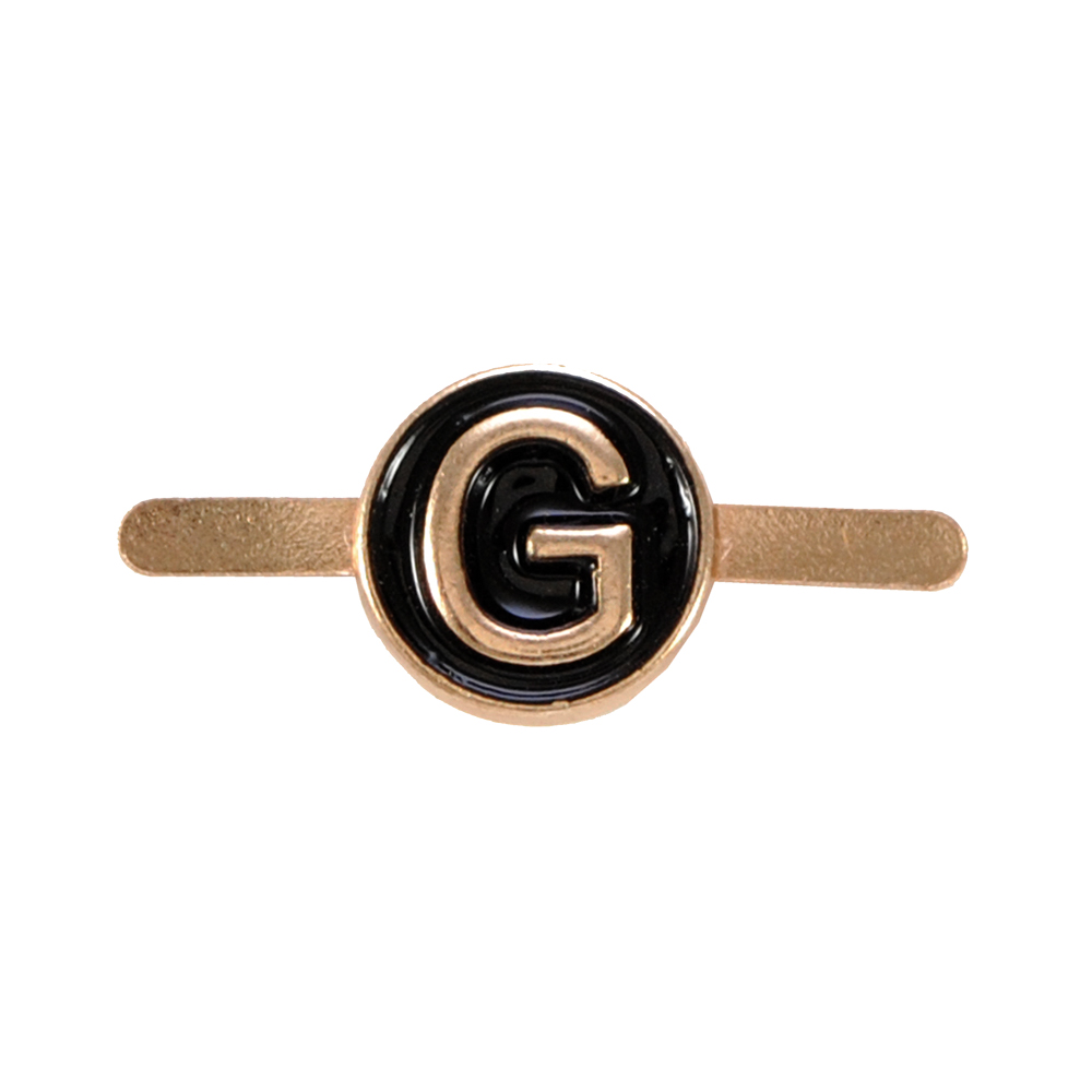 Краб металл буква "G", 1,1*1,1см, золото, черная эмаль, шт. Крабы Металл Надписи, Буквы