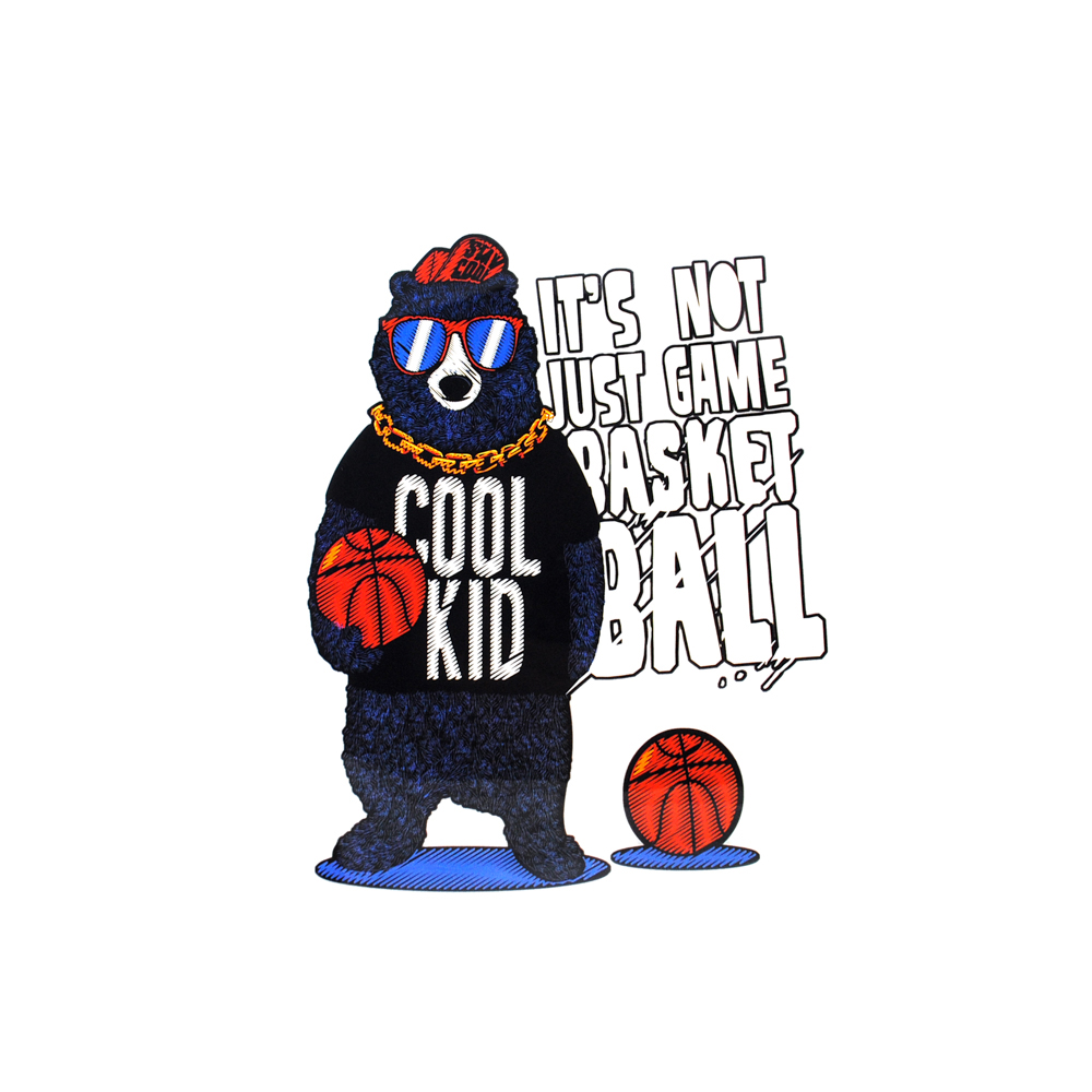 Термоаппликация Медведь с мячами 17,4*13,4см, черная, белая, синяя, оранжевая, шт. Термопереводки Детские