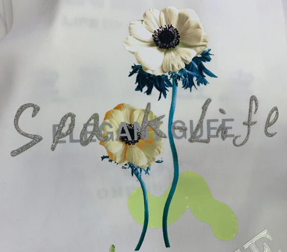 Термоаппликация Два цветка, 22*20,5см, синий, черный, белый, серебро, желтый, шт. Термопереводки Резиновые, Термопленка