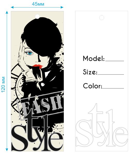 Этикетка бум. Fashion style №2, 45*120мм Девушка в берете, шт. Этикетка бумага