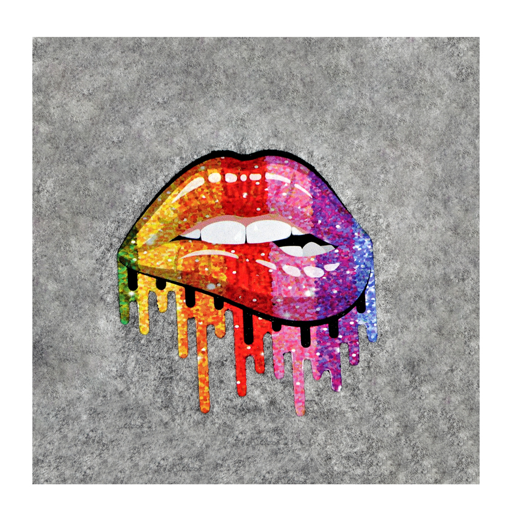 Термоаппликация Губы №22-6 (радужные) средние 8*7,8см, шт. Термопереводки Сердца и Губы