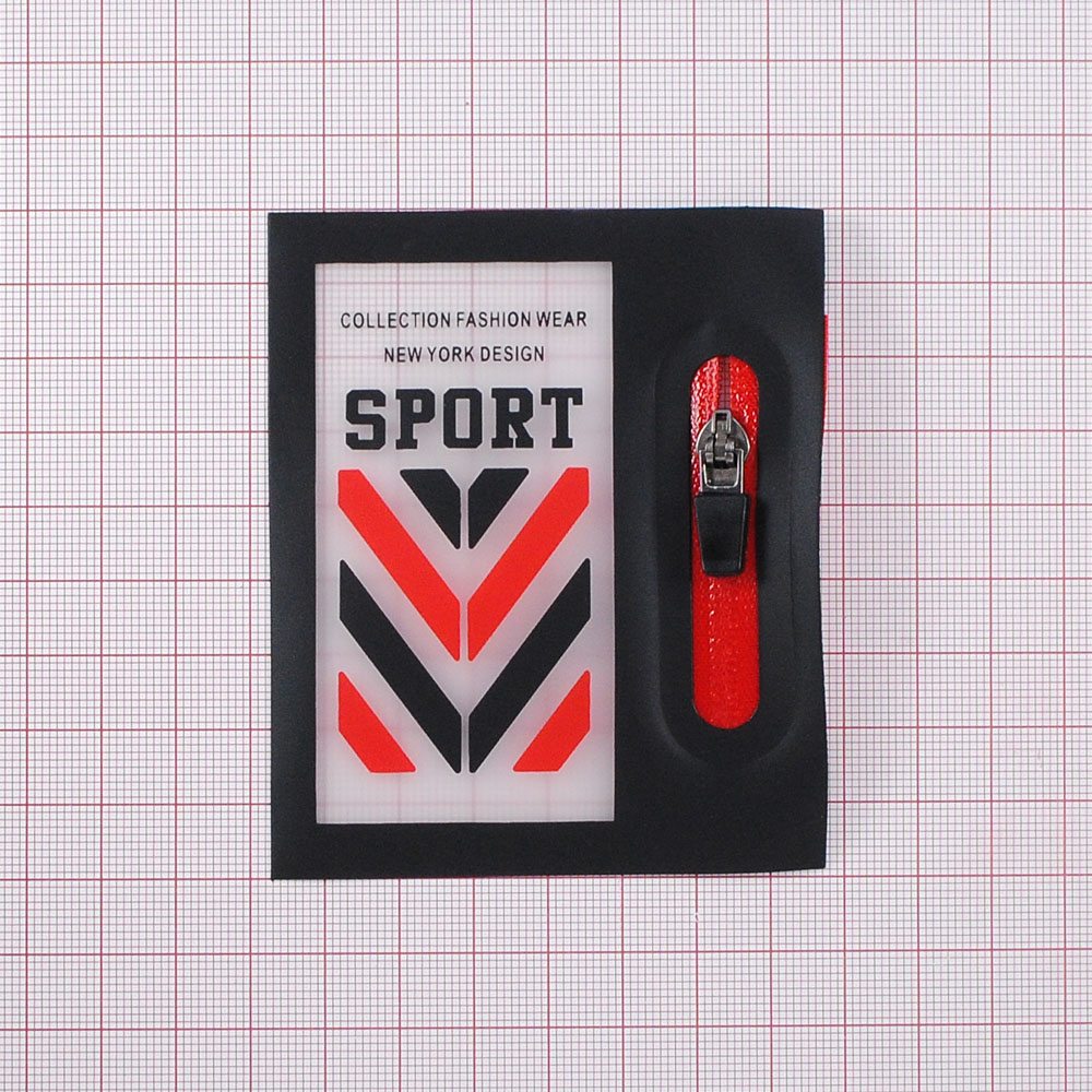 Аппликация пришивная карман SPORT, 7,5*9см, черный, прозрачный, красный, шт. Аппликации Пришивные Резиновые