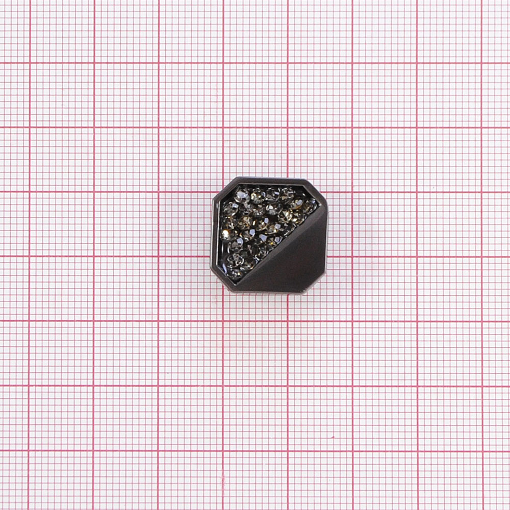 Хольнитен металл с камнями Восьмиугольник, 1,7*1,7см, матовый никель блек, черный, шт . Хольнитен