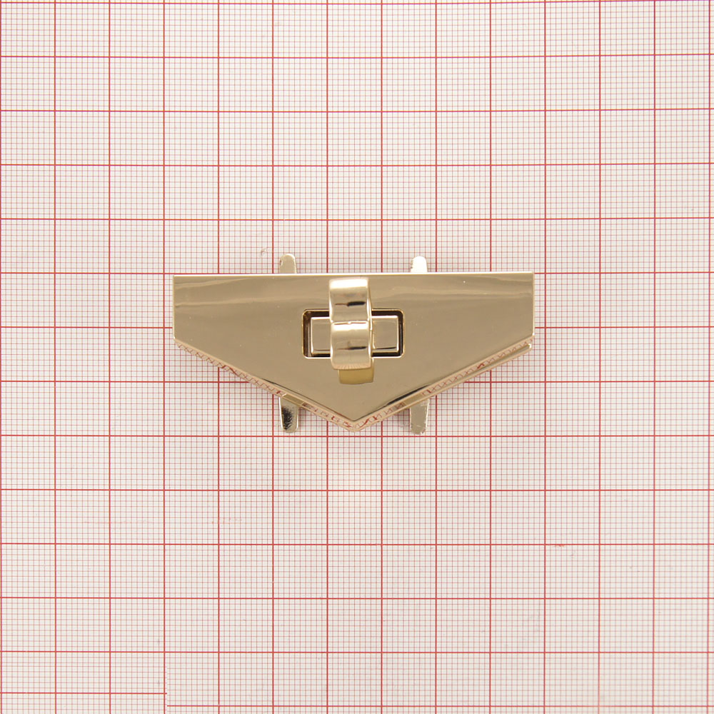 Замок сумочный E276 твист треугольный 27*65мм GOLD, шт. Сумочная фурнитура