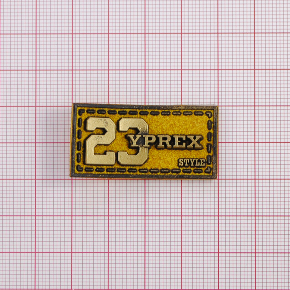 Лейба к/з 23 YPREX, 4*2см, жёлтый фон, напыление, шт. Лейба Кожзам
