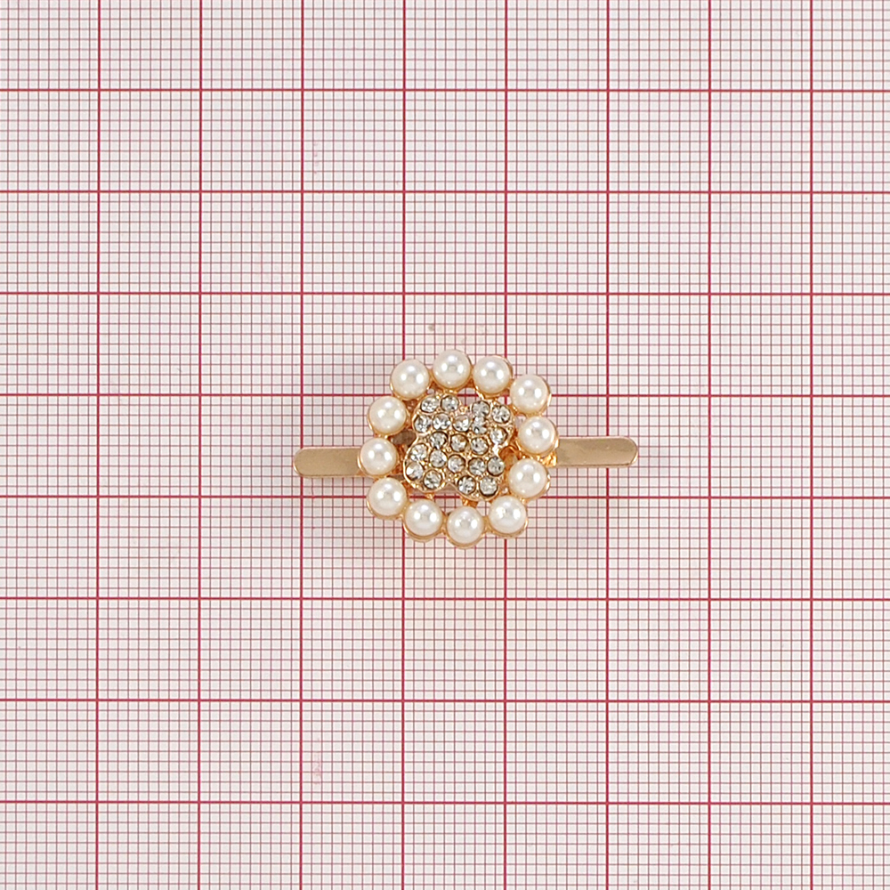 Краб металл 3503 Крестик в квадрате GOLD, белые камни, белый жемчуг 19*19. Крабы Металл Геометрия Декор