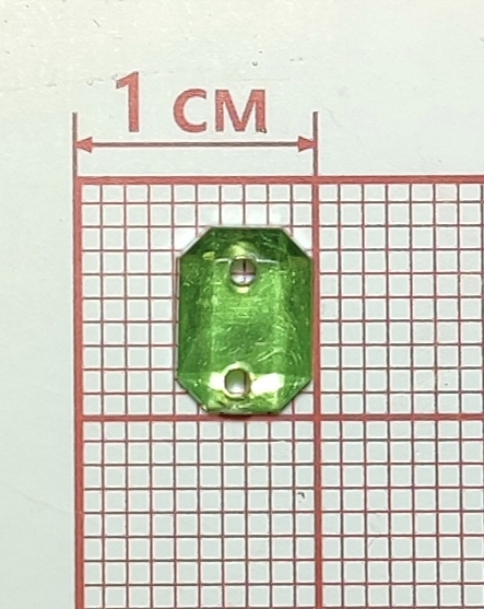 Стразы стеклянные пришивные многогранник плоский (6*8мм) светло-зеленый, 1тыс.шт. Стразы пришивные