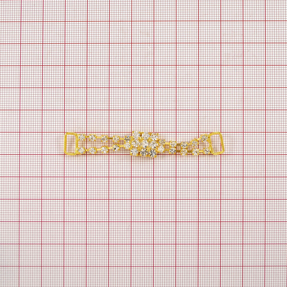 Украшение стеклянное А-321 (9396) GOLD перетяжка /браслет Бант/ 5 пар углом, прямоугольник. Перетяжка металл со стразами