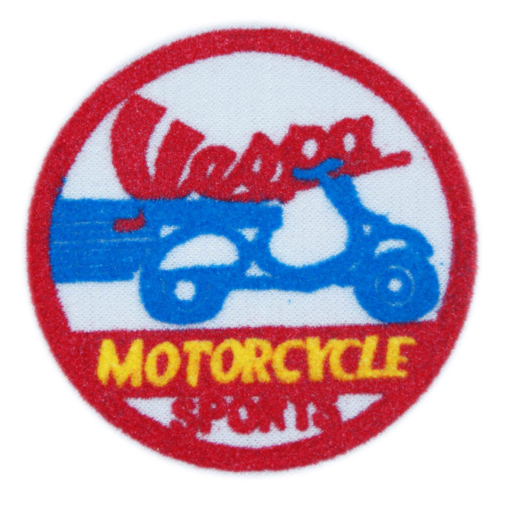 Термоаппликация флок MOTORCYCLE, 63*63мм, круглая, красный, синий, желтый, шт. Термопереводки Флок