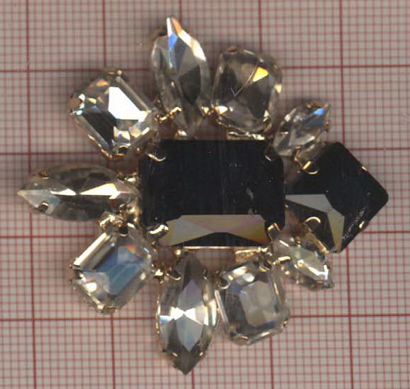 Краб металл 30089 Черепашка GOLD, белые камни, черный центр /47*43мм. Крабы Металл Геометрия Декор