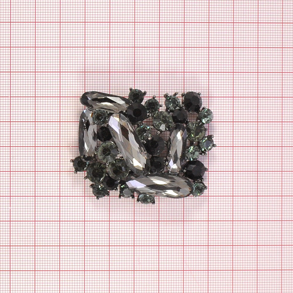 Краб металл Горка Правая 6*4,5см BN, black diamond, черные камни. Крабы Металл Геометрия Декор