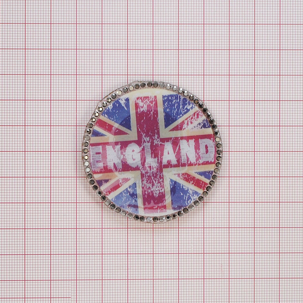 Лейба резиновая ENGLAND 3D,5*5см, желтый, белый, красный, синий, стразы, шт. Лейба Резина
