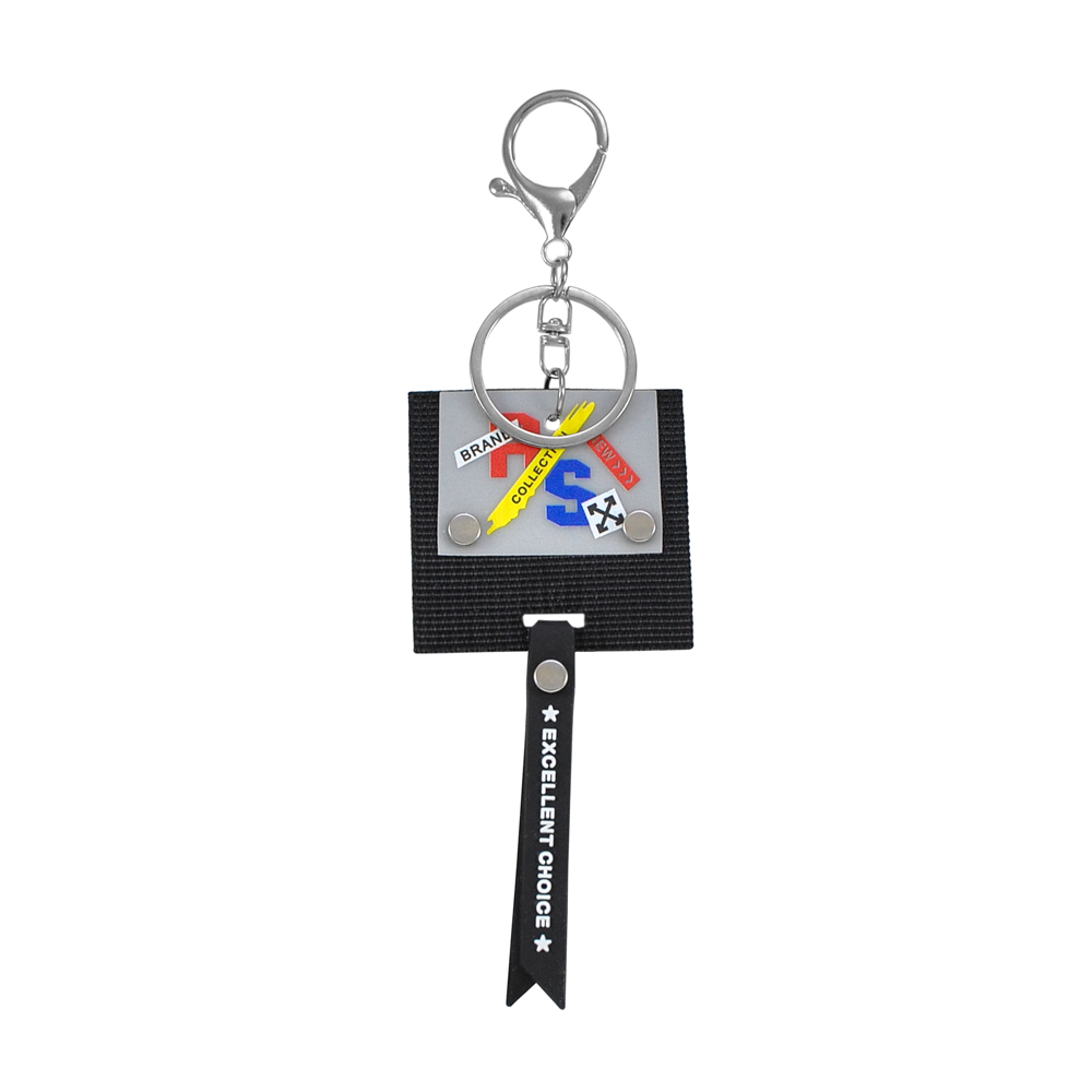 Подвеска тканевая с карабином. RS COLLECTION 5*16см черный, серый,синий, красный, желтый, никель. Подвески