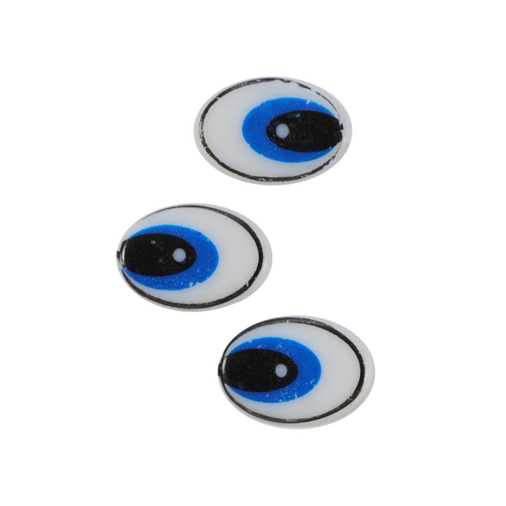 Глаз рисованый №10, овал 19*14мм, белый, синий круглый зрачок, 1тыс.шт. Глазики рисованные