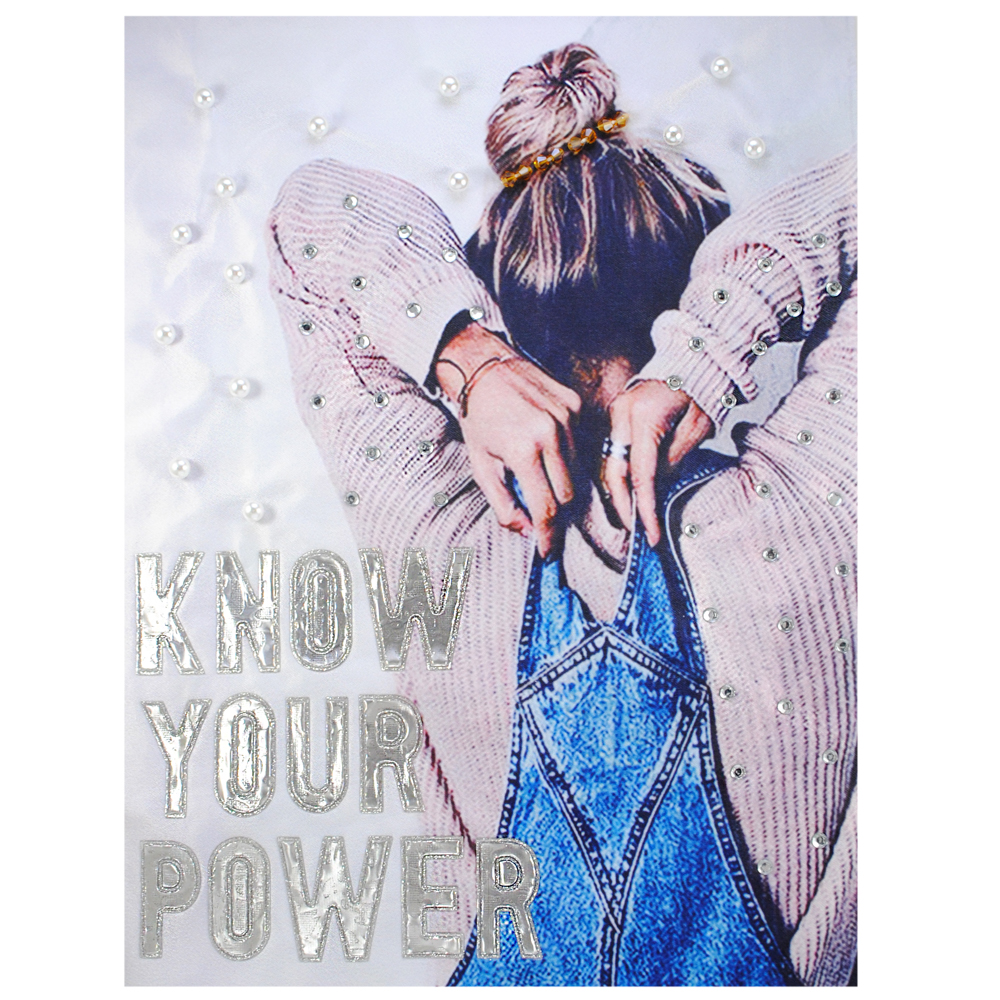 Аппликация приш. Девушка спиной Know your power, 21*27см, син., лил., беж., сер., шт. Аппликации Пришивные Постер