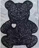 Аппликация пришивная кружевной Мишка, 19*16см, черный. шт. Аппликации Пришивные Кружевные Вязаные
