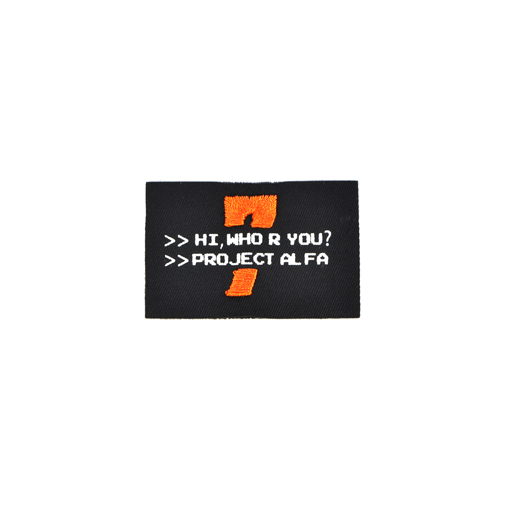 Лейба тканевая Project Alfa, 3*5см, черный, белый, оранжевый, шт. Лейба Ткань