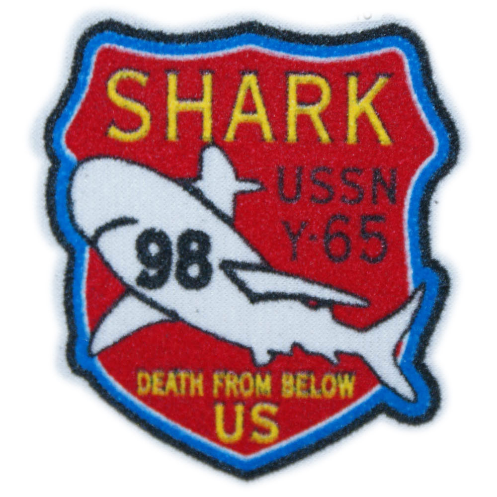 Термоаппликация флок SHARK, 75*65мм, фигурная, синий, красный, белая акула, шт. Термоаппликации Флок, Войлок