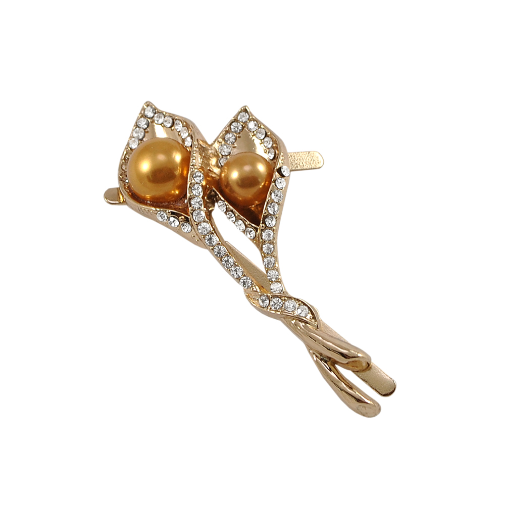 Краб металл Брошь в коричневом жемчуге Левый  60*29 золото, белые камни, коричневый жемчуг, шт. Крабы Металл Цветы, Жуки