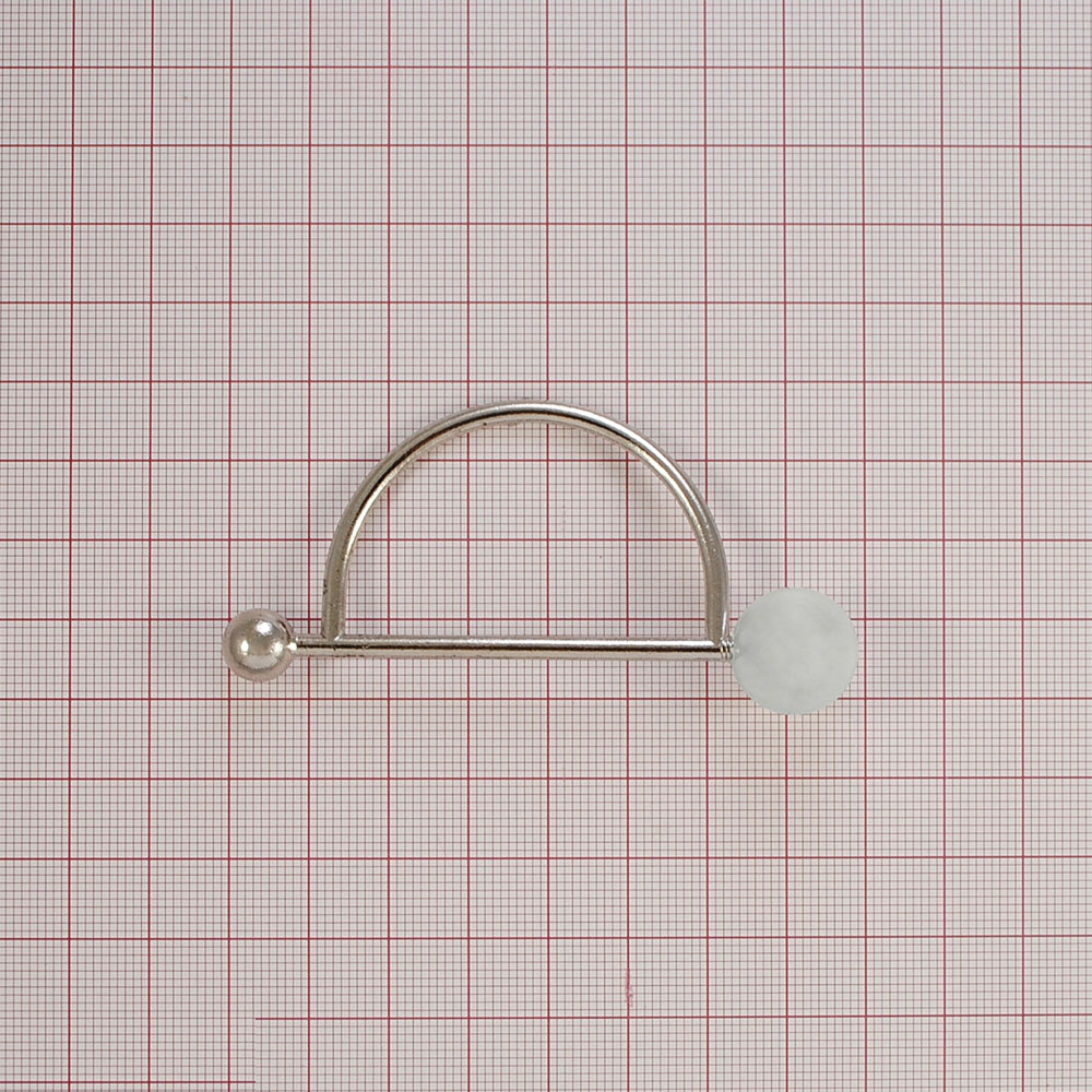 Брошь металл Жемчуг Транспортир 7,5*4,5см NICKEL, белый жемчуг. Броши