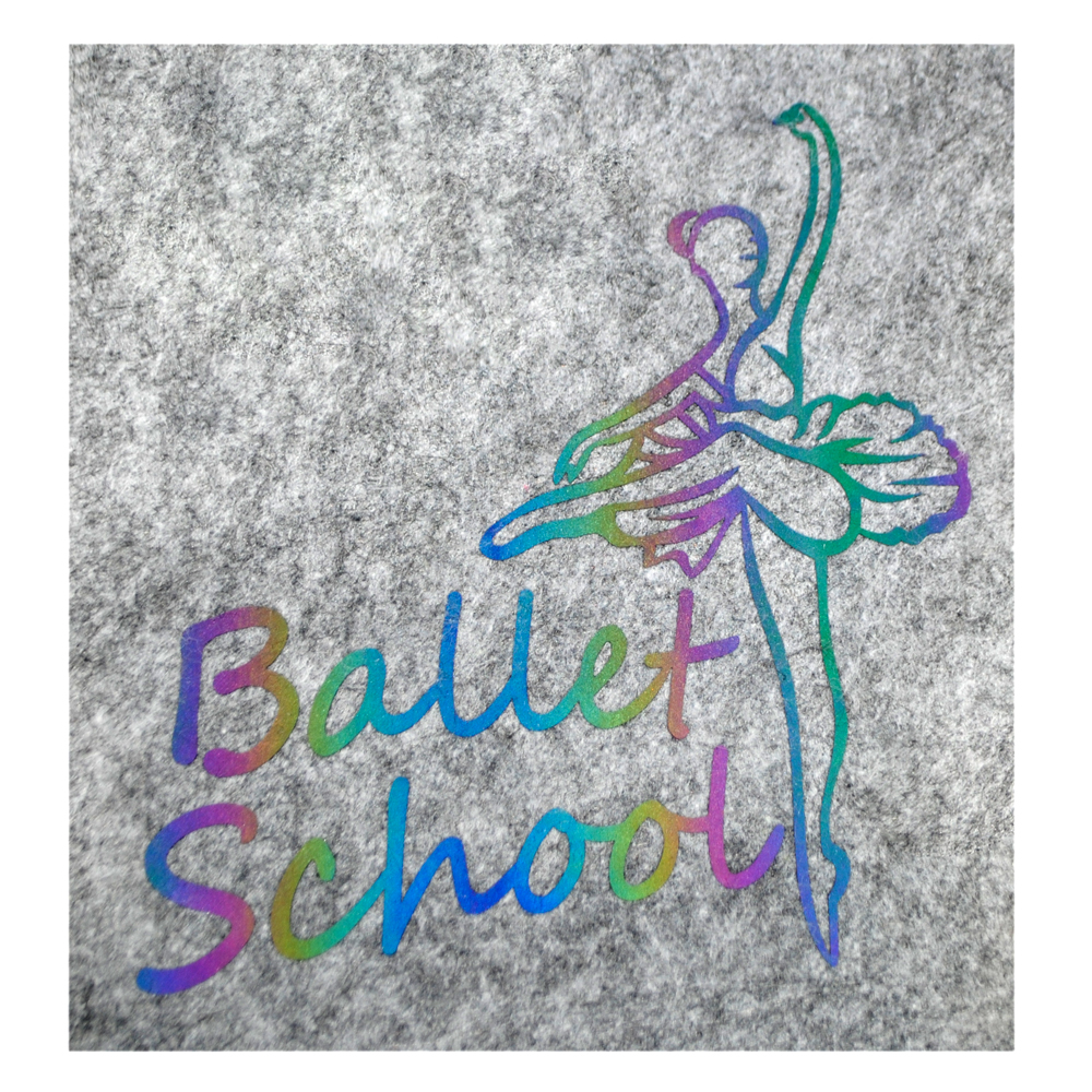 Термопереводка  BALLET SCHOOL 18*18,6 см розовый, голубой, желтый  шт. Термопереводки Голограмма Светоотражалка Глиттер