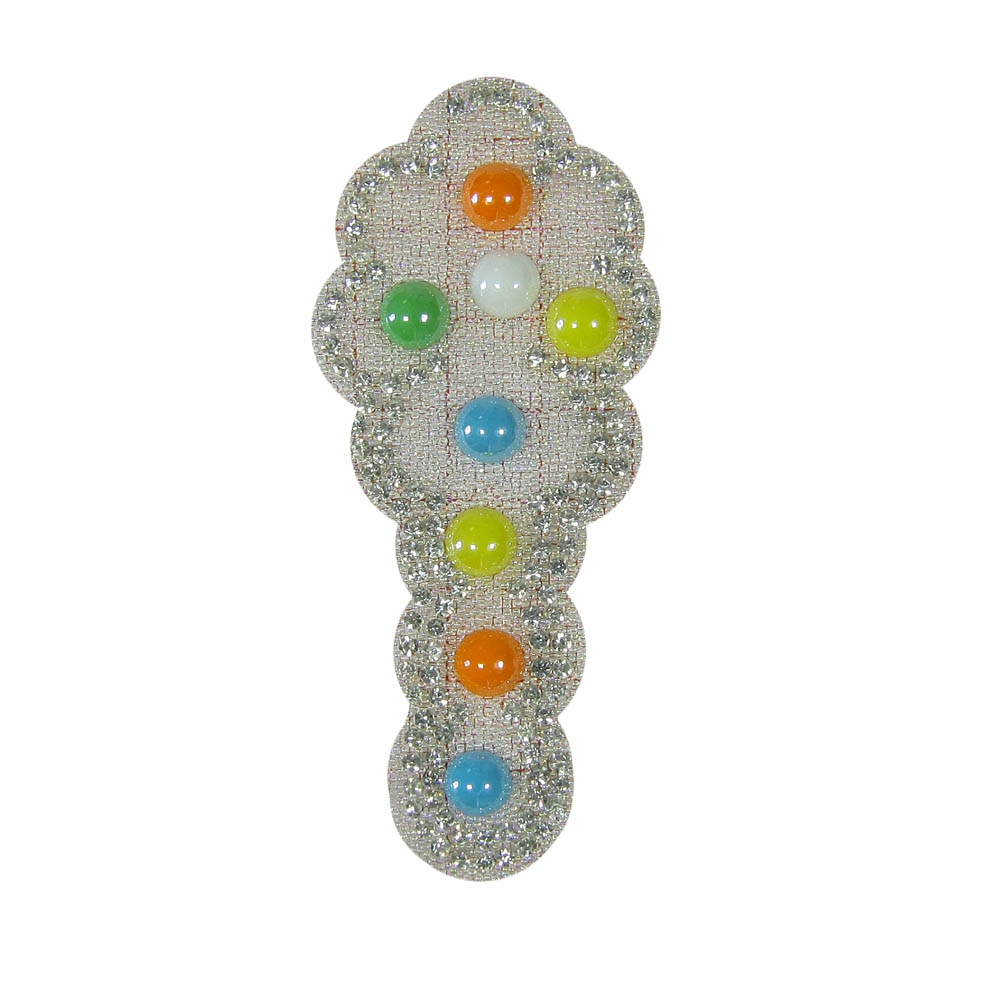 Аппликация клеевая стразы Рожок 90*38мм хамелеон, цветной жемчуг 8мм, белый 2мм, шт. Аппликации клеевые Стразы комб.