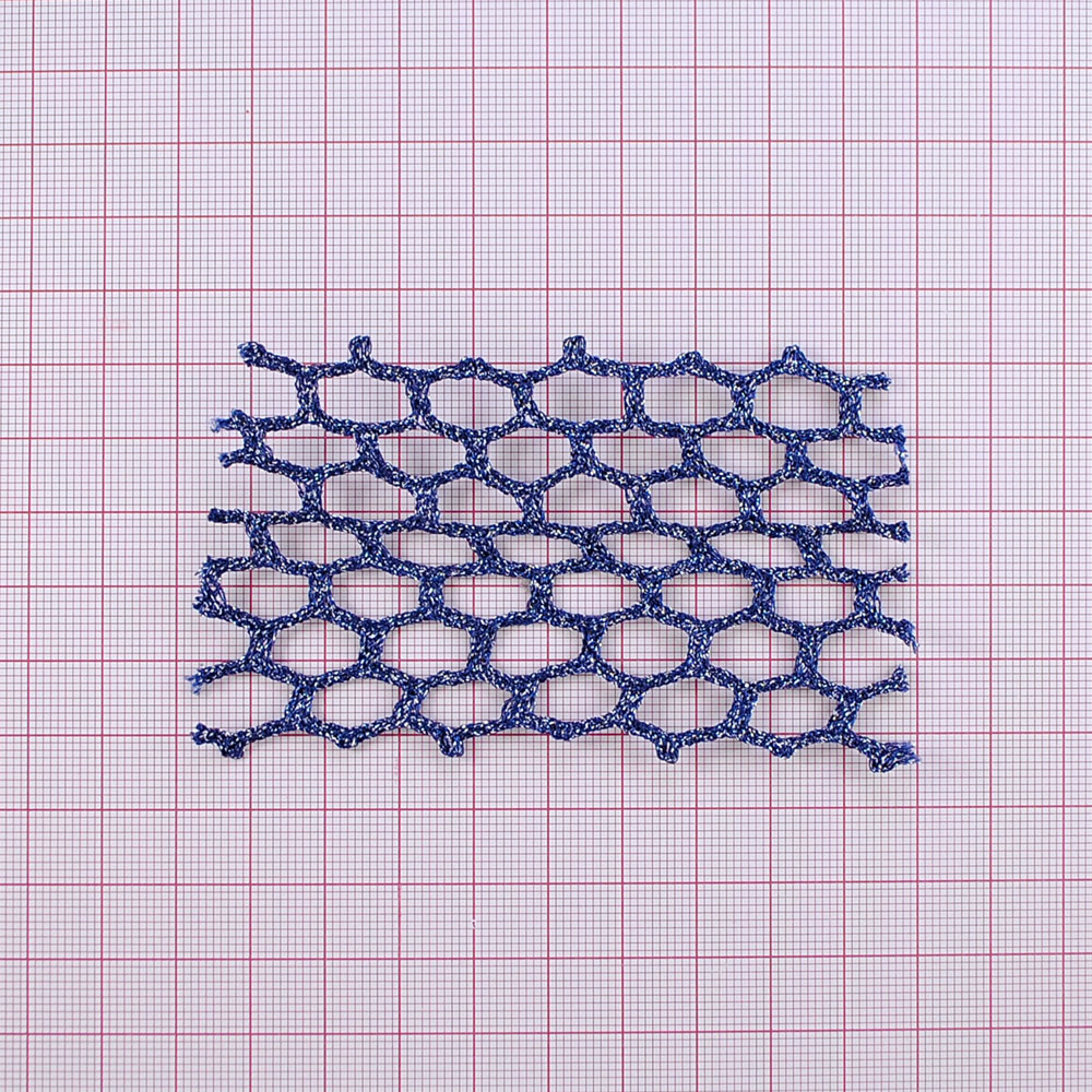 Тесьма Сеть крупная с люрексом, 5,2см, синий, ярд. Тесьма