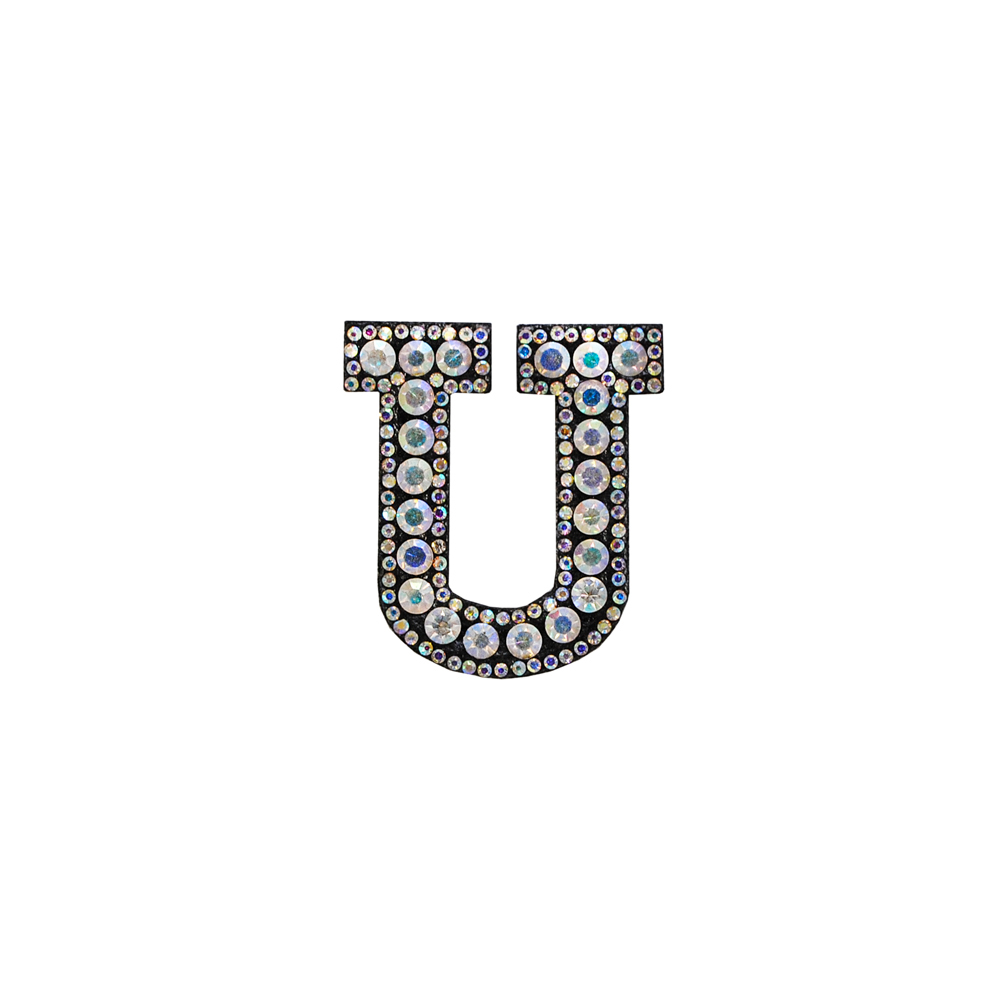 Аппликация клеевая стразы U 5,5*6см,, черный, камни белый хамелеон, шт. Аппликации клеевые Стразы комб.
