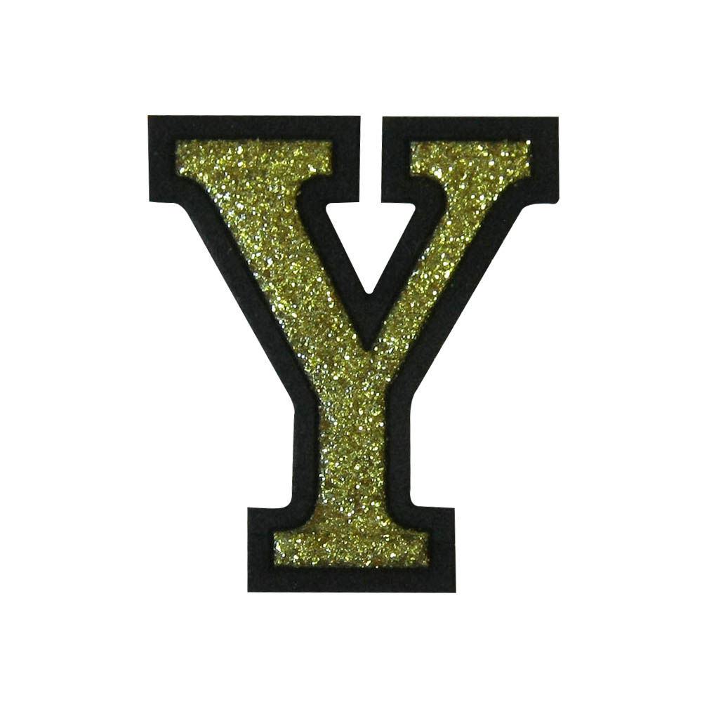 Аппликация клеевая глиттер Y буква 4*4,2см золото, шт. Аппликации клеевые Глиттер