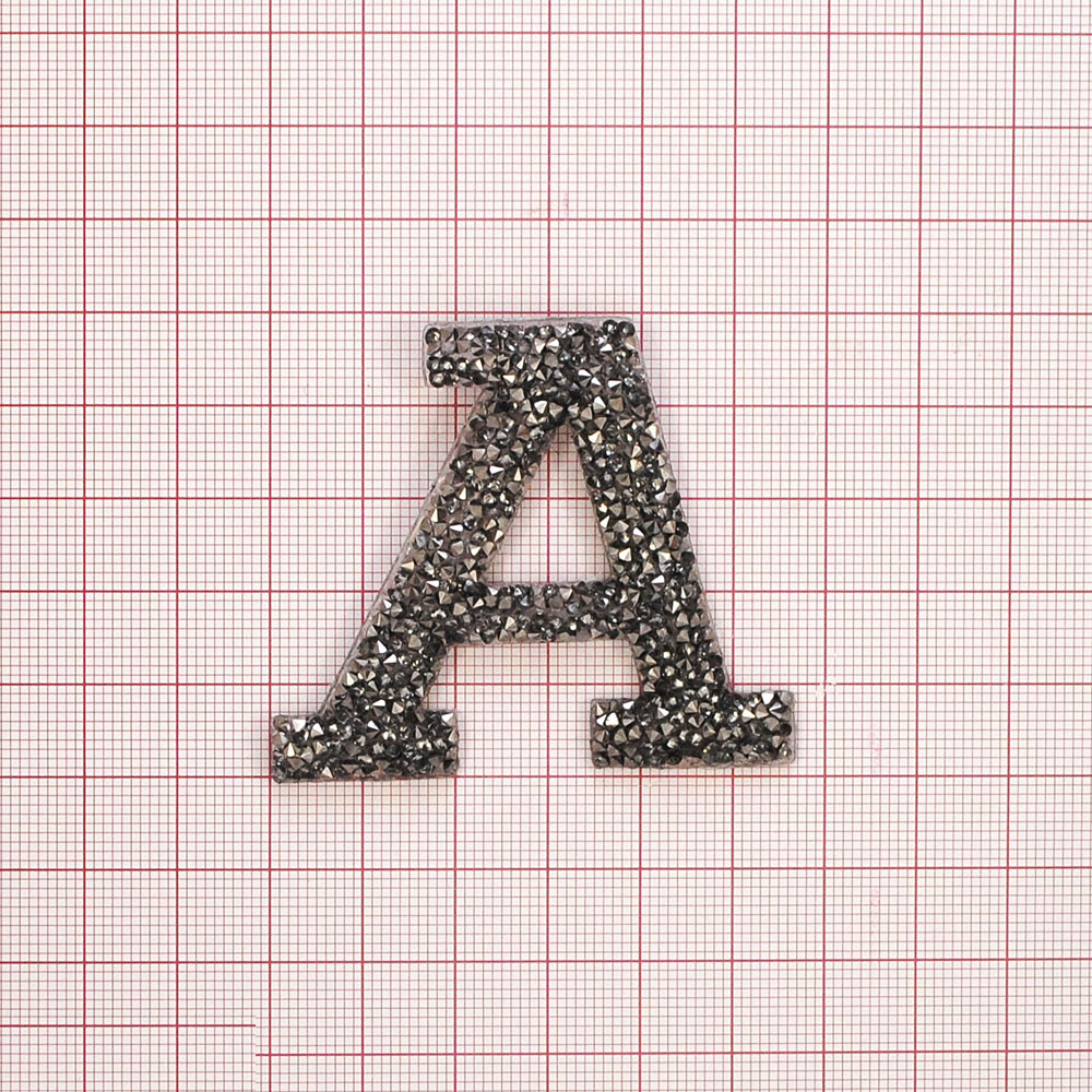 Аппликация клеевая стразы A 6*5см, черные (графит) камни, бусины. Аппликации клеевые Стразы комб.