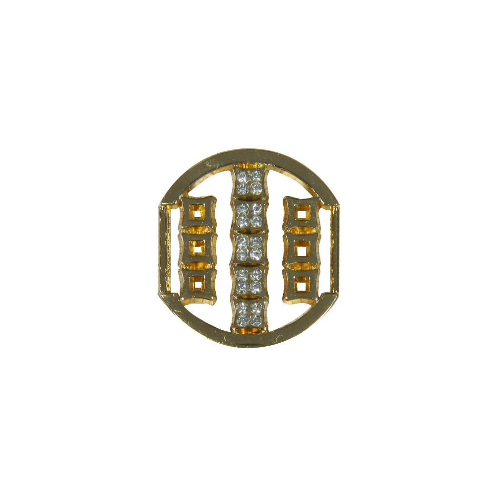 Перетяжка металл 43775 Тетрис 31*35мм GOLD, белые камни. Перетяжка металл