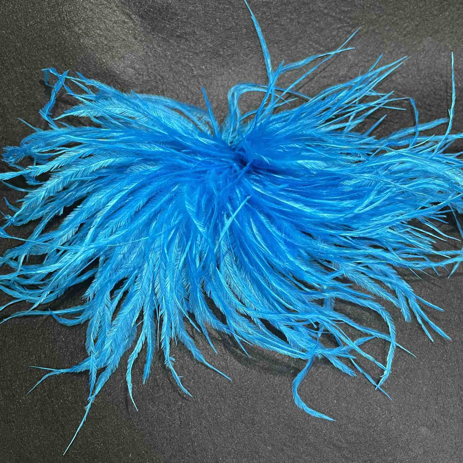 Брошь из перьев, 13-16см, голубой., шт.. Перья