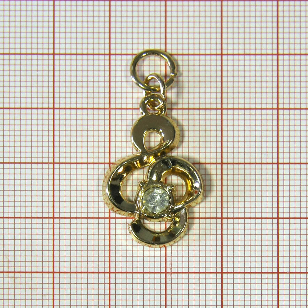 Подвеска металл HX- 015 Скрипичный ключ, 35мм GOLD, белый камень, шт. Подвески