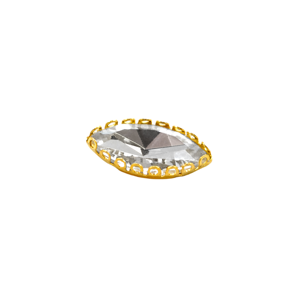Стразы пришивные в металле, лодка, оправа, 7*15мм, crystal, шт. Стразы пришивные в металле